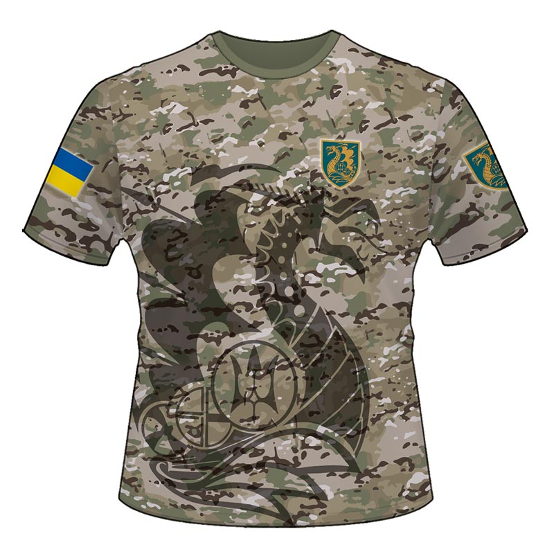 Футболка «Вірний завжди!» (36 ОБрМП) мультикам камуфляж (3D-futbolka-0136)