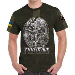 Футболка "TWO IS ONE" олива камуфляж (3D-futbolka-0175)
