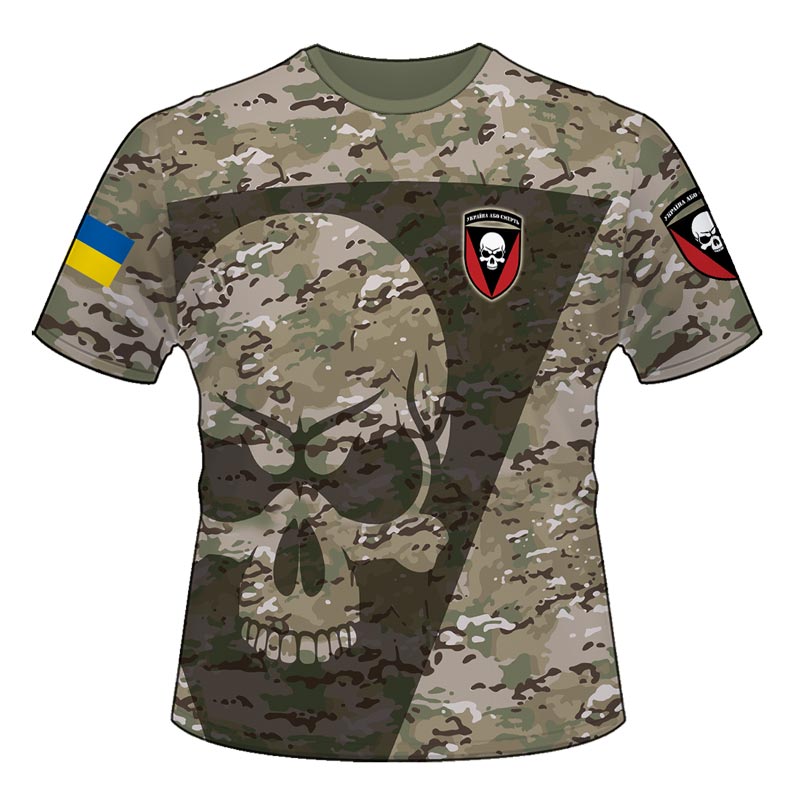 Футболка "Україна або Смерть!" Чорні Запорожці (72 ОМБр) мультикам камуфляж (3D-futbolka-0183)