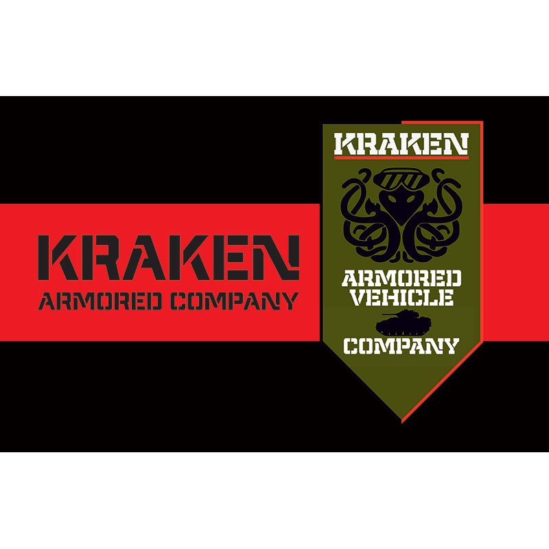 Прапор Бронетанкова рота спецпідрозділу ГУР МОУ «KRAKEN Armored Company» (Кракен) (flag-00981)
