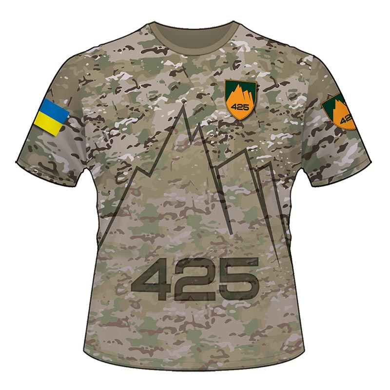 Футболка 425 Окремий штурмовий полк “Скала” (425 ОШП) мультикам камуфляж (3D-futbolka-0271)