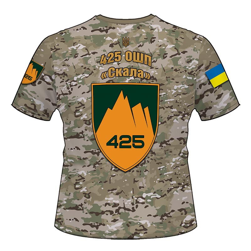 Футболка 425 Окремий штурмовий полк “Скала” (425 ОШП) мультикам камуфляж (3D-futbolka-0271)