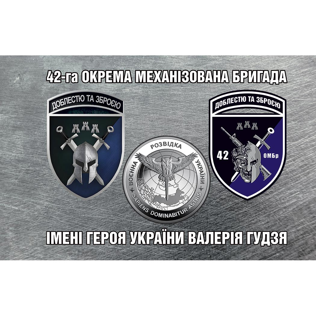 Прапор 42-га окрема механізована бригада імені Героя України Валерія Гудзя (42 ОМБр) ЗСУ (Flag-01933)