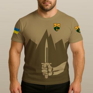 Тактична футболка 425 Окремий штурмовий полк «Скеля» (425 ОШП) койот (3D-futbolka-0392)